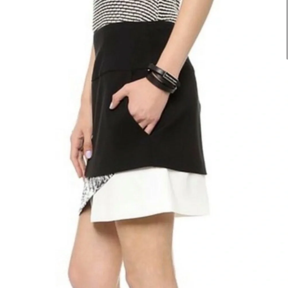 Helmut Lang Layered Mixed Pattern Zipper Back Skirt - Picture 2 of 3